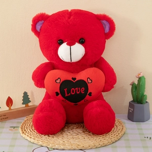 Teddy Bear Plush Toy Soft Heart Holding Love Embroidery Gift For Kids Valentine Birthday Home Decor