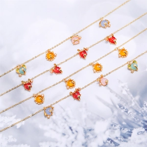 Cute animal heart necklaces in 18K gold plated copper with vibrant colorful gemstones