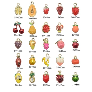 Assorted fruit charms collection with strawberry, cherry and lemon motifs in 20 styles
