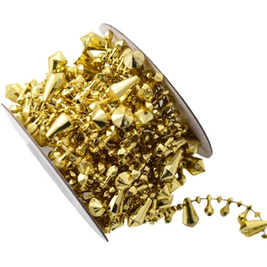 Golden geometric bead chain roll for Christmas tree and DIY holiday decor