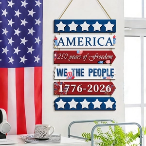 Plaque suspendue en bois patriotique avec texte de liberté Amérique pour décoration