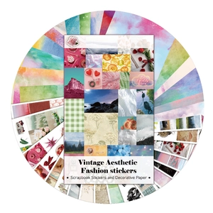 Vintage aesthetic scrapbook sticker set featuring floral and classic retro designs
