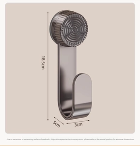 Detailed view of gunmetal suction cup J-hook for kitchen racks showing 18.5cm height