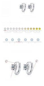 Détails des boucles d'oreilles moissanite 2ct, couleur D, pureté VVS1 et argent S925
