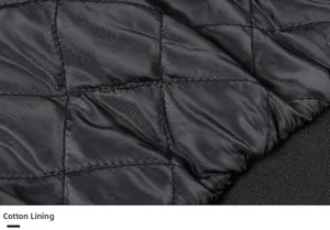 Détail de la doublure en coton noir matelassé en losanges pour vestes d'hiver