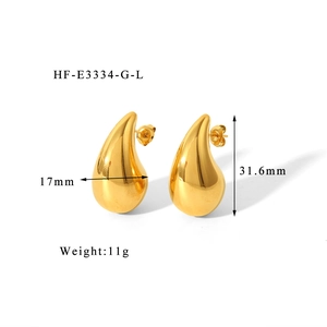 Détails des boucles d'oreilles goutte avec dimensions 31,6mm haut et 17mm large