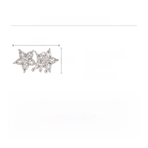 Detailed product specs of zircon double star ear cuff made of copper, 2.5x1.5cm size