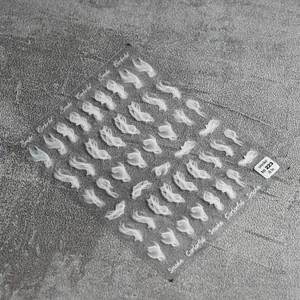Detailed macro view of TO-223 white smoke pattern thin flexible nail art stickers