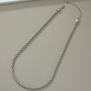 Sleek silver stainless steel twist chain necklace with lobster clasp for fashion styling