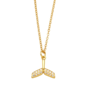 Elegant gold mermaid tail necklace featuring sparkling zircon crystals for women