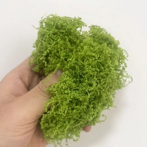 Artificial green moss lawn with fibrous texture for miniature landscape and bonsai decor