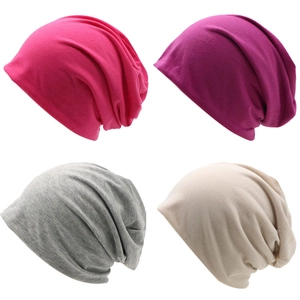 Grid view showing knitted beanies in rose, burgundy, grey, and beige solid colors