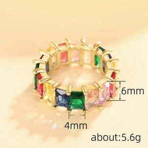 Eternity ring in goud met veelkleurige rechthoekige stenen, gewicht 5,6g