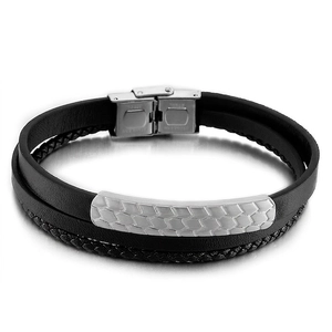 Men Braided Leather Bracelet With Stainless Steel Magnetic Clasp Multi Layer Retro Punk Fashion Wristband Jewelry