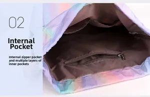 Interior view of drawstring sports bag showing zipper pocket and internal compartments