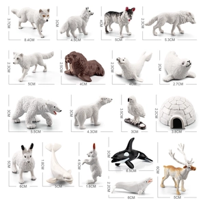 17-piece Arctic animal figures set including polar bear and whale with dimensions