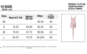 Size chart for lace backless bodycon dress with bust, waist, and hip measurements