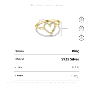 Size chart for S925 sterling silver ring showing diameters from 16.5mm to 18.1mm