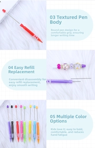 Detail of DIY beadable metal pens showing easy refill replacement and colorful barrel parts