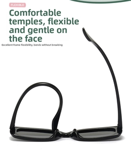 Flexible black polarized sunglasses frame showing high flexibility and durability