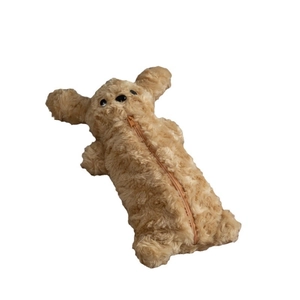 Trousse à crayons en peluche chiot brun à grande capacité avec fermeture éclair et fourrure