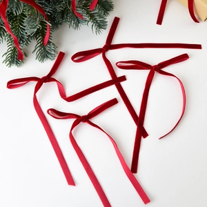 Velvet Christmas Bows Handmade Mini Ribbon Pendants For Tree Decoration Gift Wrapping DIY Crafts Ornaments