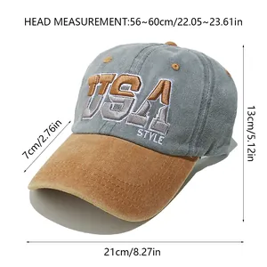 Cappellino da baseball vintage con ricamo USA e misure dettagliate della taglia