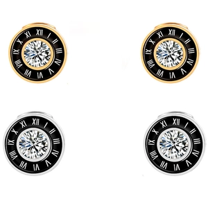 Parure de boucles d'oreilles chiffres romains avec cristaux dorés et argentés