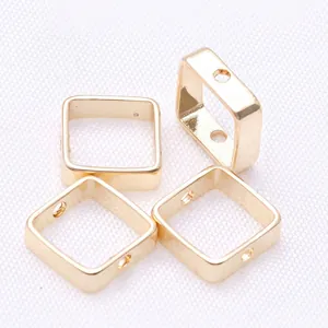 Set of 4 square 14K gold filled spacer beads with dual holes for DIY jewelry making