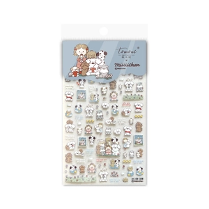 3D embossed nail stickers featuring cute cartoon dog and girl patterns MC-63