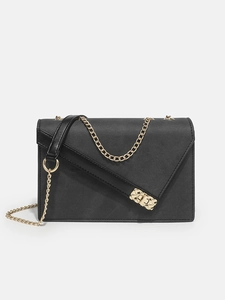Vintage Denim PU Leather Chain Shoulder Crossbody Bag Square Flap Handbag For Women Gold Hardware