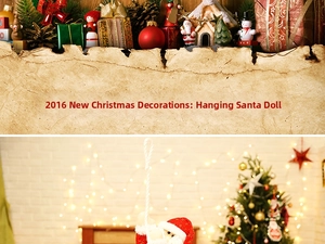 Détail du Père Noël grimpant à une corde pour décoration de plafond et fenêtres de Noël