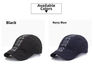 Detail view of breathable laser-cut side vents on black and navy ivy caps for men