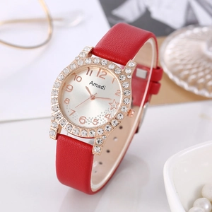 Orologio Al Quarzo Da Donna Lunetta Con Strass Cinturino In Pelle PU Cassa In Lega Oro Rosa Quadrante Stellato Lusso Elegante