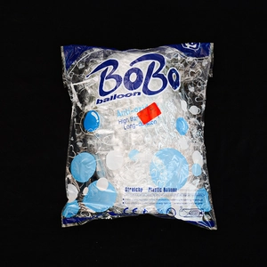 Detail of transparent BOBO balloon packaging showing anti-oxidation and high clarity features