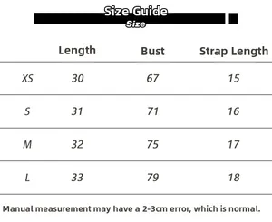 Detailed size chart for sexy slim fit camisole showing measurements for XS to L sizes