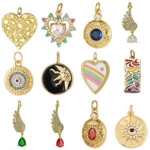 Set di 12 ciondoli dorati con smalto colorato e zircone per la creazione di gioielli fai-da-te