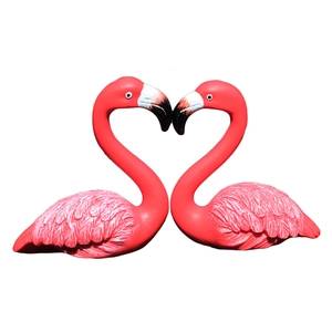 Décorations de flamants roses en résine en forme de cœur pour voiture ou jardin