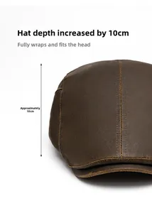 Dettaglio della profondità di 10cm della coppola vintage in pelle marrone scuro