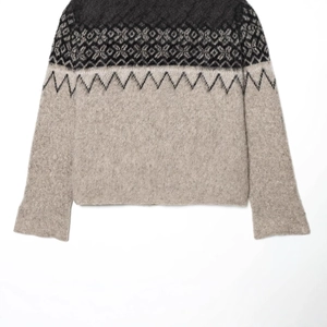 Western vintage jacquard knit sweater with gray distressed texture and pattern