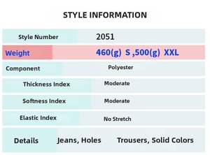Tableau des tailles pour jeans taille haute à jambes larges avec détails du tissu