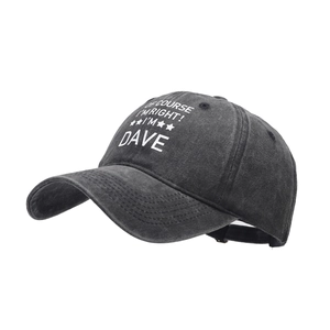 Casquette de baseball en coton délavé anthracite avec lettrage artistique blanc Dave