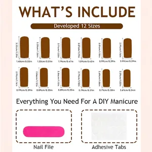 Size chart for 24pcs long coffin press on nails with leopard french tips and cross charms