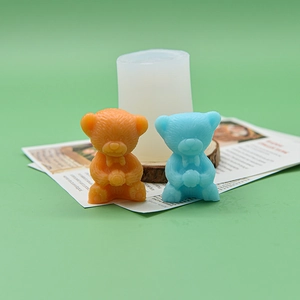 3D teddy bear silicone mold for DIY candles and cakes with realistic fur texture