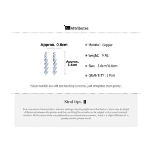 Detailed view of silver-plated heart tassel earrings with dimensions 3.6cm x 0.8cm
