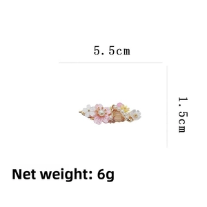 Spécifications détaillées de la barrette à fleurs avec fleurs roses et perles