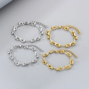 Niche Fashion Round Bead Twisted Wire Knotted Bracelet With Extension Chain Titanium Steel Gold Silver Bracelet For Women