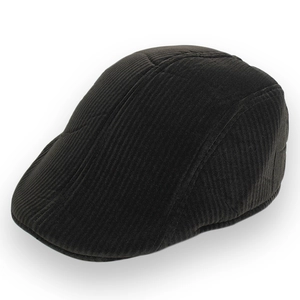 Klassische schwarze Cord-Schiebermütze im britischen Vintage-Stil für Herbst und Winter