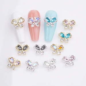 3D Butterfly Nail Art Charms Alloy Glass Rhinestone Luxury Shiny Nail Decoration Accessories Sweet Jewelry For Women
