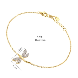 Close-up of S925 sterling silver dragonfly bracelet showing size and weight details